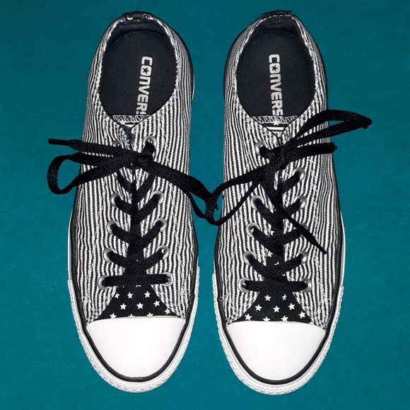 black and white striped converse shoes